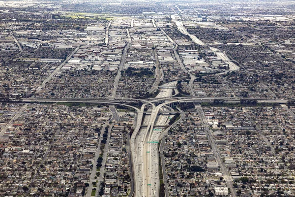 Aerial view to Los Angeles with houses and streets in rectangula — Stock Photo, Image