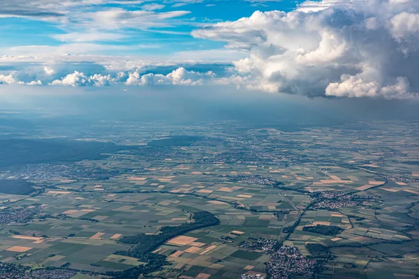 Aerea Del Paesaggio Rurale Con Piccolo Villaggio Assia Germania — Foto Stock