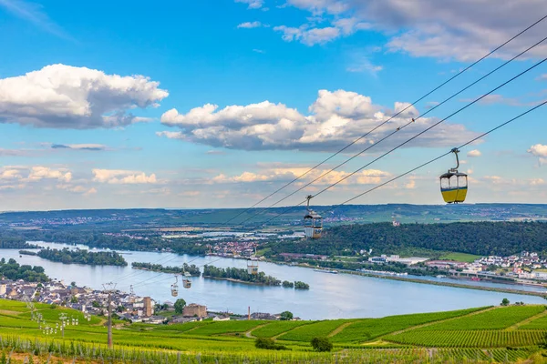 Malebná Lanovka Nad Vinicemi Ruedesheim Německo — Stock fotografie