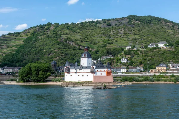 Замок Пфальцграфенштайн Який Служив Митним Пунктом Річці Рейн Поблизу Кауба — стокове фото