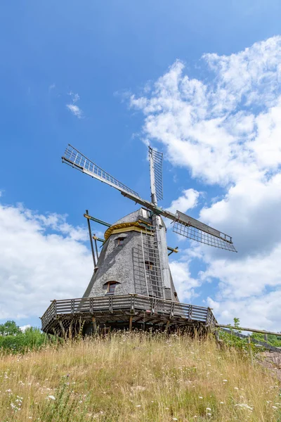 Windmill Rural Landscape Germany Blue Cloudy Sky — Stock Photo, Image