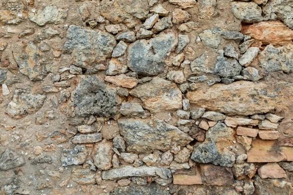 Vecchia Parete Della Casa Rurale Costruita Pietre Locali Come Sfondo — Foto Stock