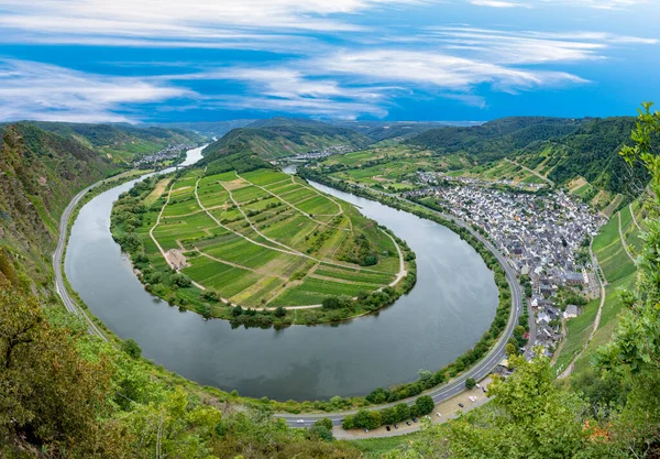 Malownicza Pętla Rzeczna Moselle Miejscowości Bremm — Zdjęcie stockowe