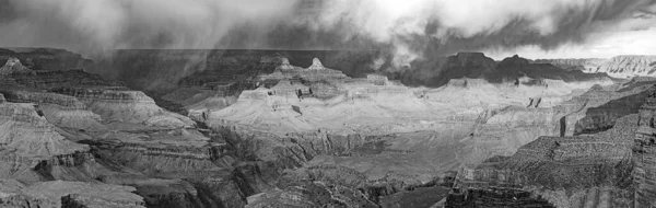 Vista Panorâmica Para Grand Canyon Pôr Sol Com Nevoeiro — Fotografia de Stock