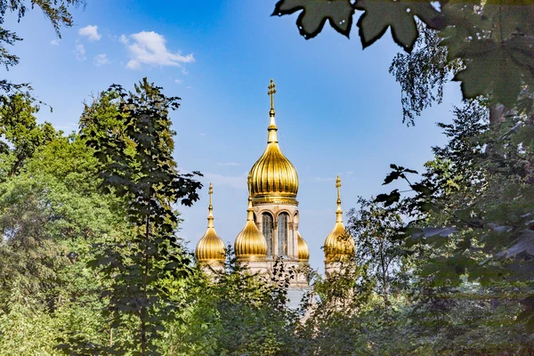 Stara Tradycyjna Rosyjska Kaplica Prawosławna Wiesbaden Niemcy — Zdjęcie stockowe