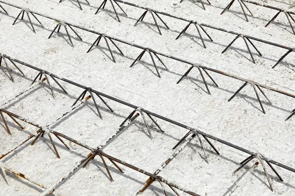 Detail Base Plate Iron Rod Concrete — Stock Photo, Image