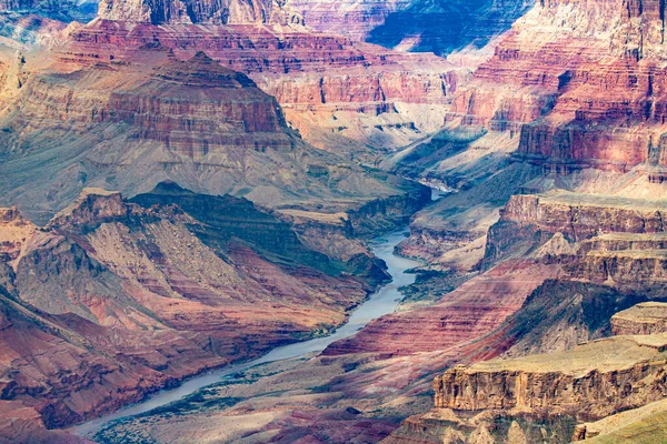 Till Grand Canyon Sen Eftermiddag Ljus Med Floden Colorado — Stockfoto