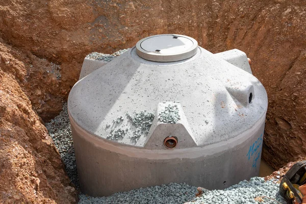 Construction Site Cistern Made Cement Filledwith Gravel — Stock Photo, Image