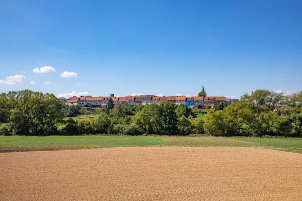 Stadsmuur Van Walsdorf Bij Idstein Met Gevel Van Historische Vakwerkslangen — Stockfoto