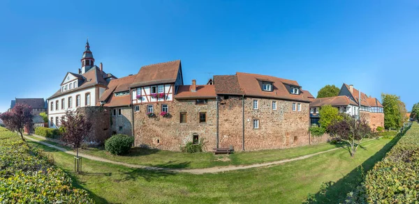 Vista Sulla Storica Cinta Muraria Con Case Graticcio Budingen Germania — Foto Stock