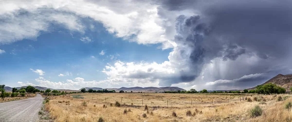 Velký Silný Prudkými Supercell Bouře Nad Great Plains Při Západu — Stock fotografie