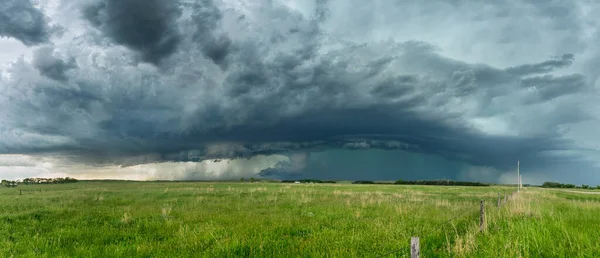 Panorama Einer Massiven Mesozyklonen Wettersuperzelle Die Eine Vortornado Stufe Darstellt — Stockfoto