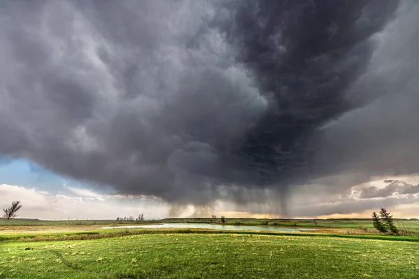 Panorama Una Massiccia Supercella Meteo Mesociclone Che Uno Stadio Pre — Foto Stock