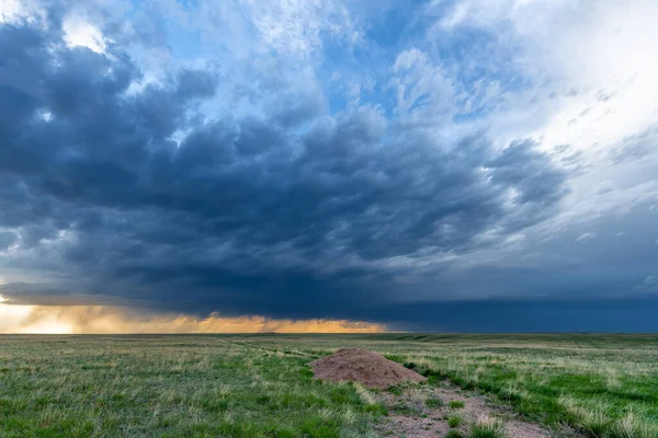 Panorama Massive Mesocyclone Weather Supercell Which Pre Tornado Stage Passes — Stock Photo, Image