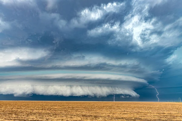 Mesocyklon Väder Supercell Som Pre Tornado Skede Passerar Över Stora — Stockfoto