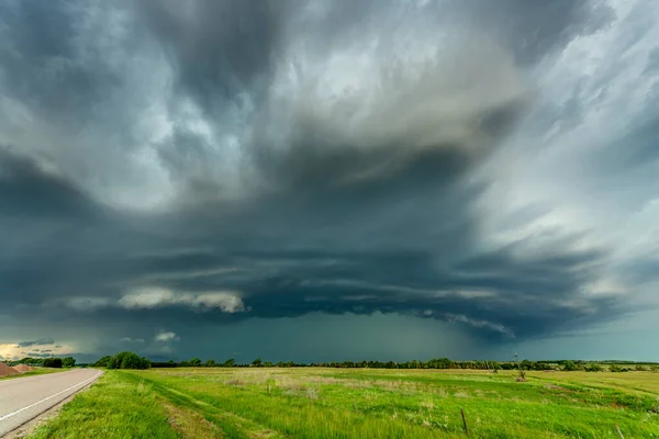 Panorama Einer Massiven Mesozyklonen Wettersuperzelle Die Eine Vortornado Stufe Darstellt — Stockfoto