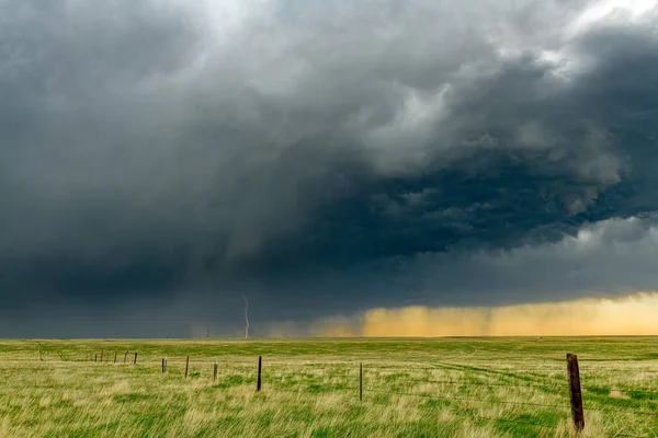 Mesocyklon Väder Supercell Som Pre Tornado Skede Passerar Över Stora — Stockfoto