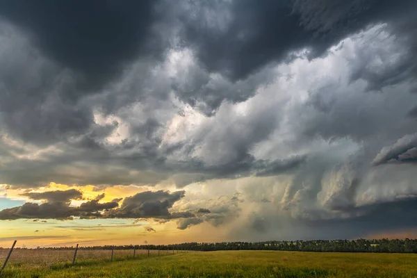 Panorama Sistema Tormentas Masivas Que Una Etapa Previa Tornado Pasa — Foto de Stock