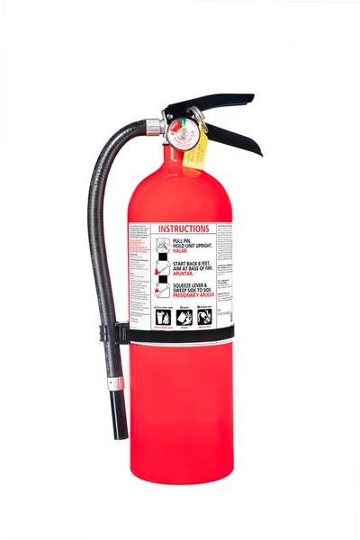 設計要素として使用するために白に隔離された古典的な赤い消火器又は家庭及び事業の保護のための安全推論 — ストック写真