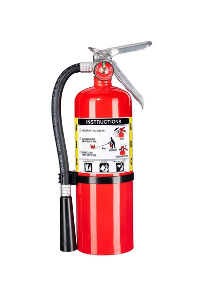 設計要素として使用するために白に隔離された古典的な赤い消火器又は家庭及び事業の保護のための安全推論 — ストック写真
