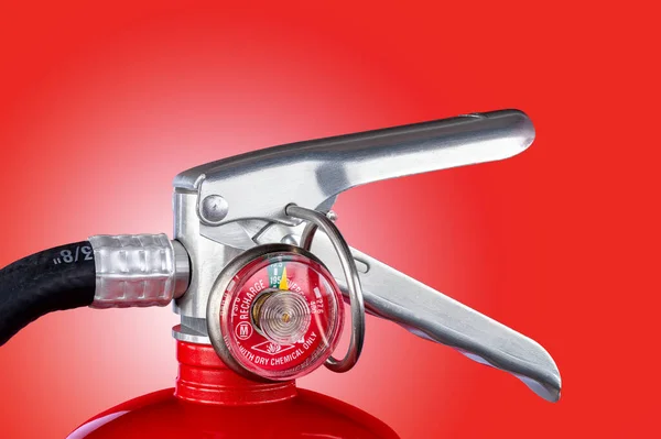 Classic Red Fire Extinguisher Valve Red Gradient Background Use Design — Stock Photo, Image