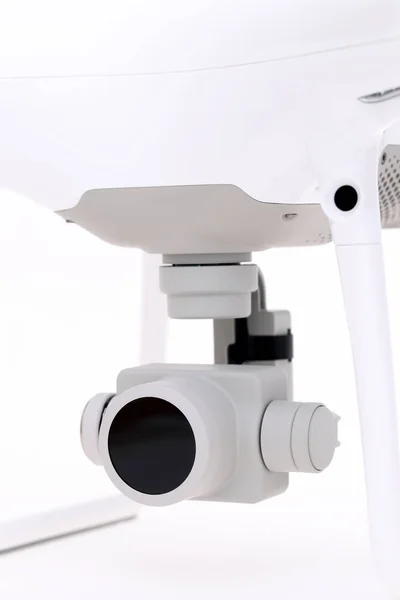 Yalpa Dronun Beyaz Arka Plan Üzerinde Üzerinde Küçük Fotoğraf Makinesinin — Stok fotoğraf