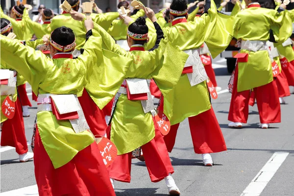 Кагава Япония Июля 2018 Года Японские Исполнители Танцуют Знаменитом Фестивале — стоковое фото