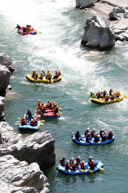 Koboke, Tokusima, Japonya - 14 Ağustos 2018: beyaz Yosino river rapids üzerinde 6 Ağustos 2018 üzerinde Koboke Kanyon, Japonya'da rafting su. Yosino nehirdir en popüler arasında Japonya'da kirişleri.