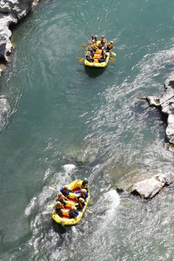 Koboke, Tokusima, Japonya - 14 Ağustos 2018: nehir Yosino rapids üzerinde 6 Ağustos 2018 üzerinde Koboke Kanyon, Japonya'da su rafting. Yosino nehirdir en popüler arasında Japonya'da kirişleri.