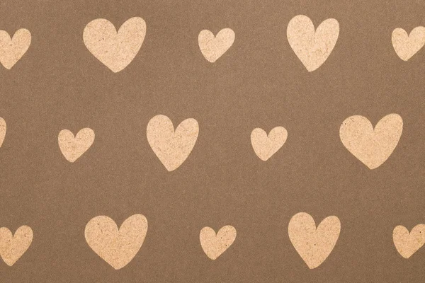 Niedliche Herzen Nahtloses Muster Herzen Auf Braunem Hintergrund — Stockfoto