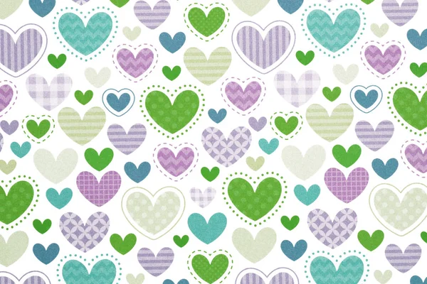 Cute Hearts Seamless Pattern Heart Shapes Different Sizes Colors — Stock Photo, Image