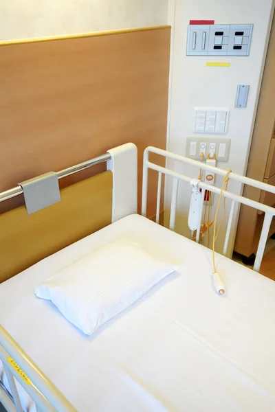 Hospital room with empty bed and medical equipment in a hospital