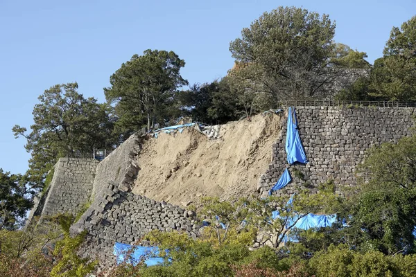 Muro Pedra Velho Desmoronou Marugame Castelo Kagawa Japão — Fotografia de Stock