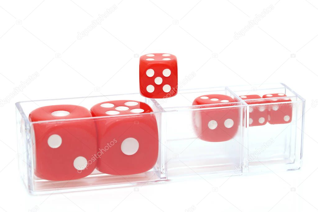 Colorful dice on a white background