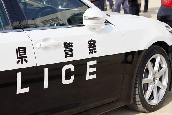 Closeup Corpo Carro Polícia Japonês Japonês Está Escrito Police Sinal — Fotografia de Stock