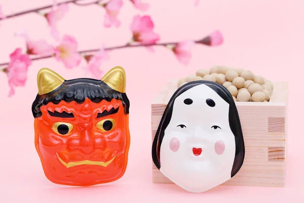 Événement Traditionnel Japonais Soja Masque Démon Sont Utilisés Lors Événement — Photo