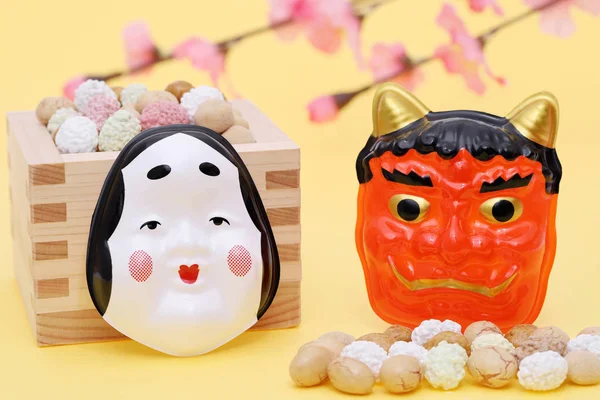 Japans Traditioneel Evenement Sojabonen Snacks Worden Gebruikt Een Jaarlijks Evenement — Stockfoto