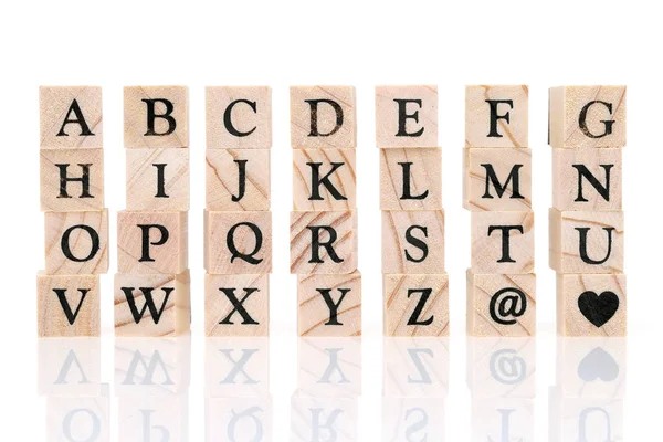 Close Type Set Rubber Stamps Wooden Handle Alphabet — Stock Photo, Image