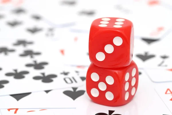 Close Playing Cards Dice Game — Stock Photo, Image