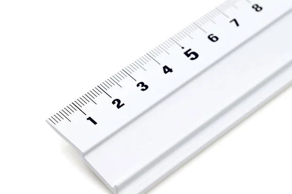 Close Steel Ruler Isoalted White Background — Stock Photo, Image