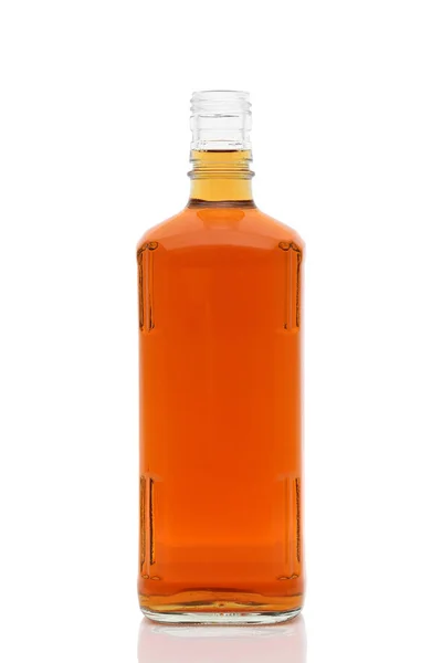 Glass Bottle Whiskey White Background Stock Picture