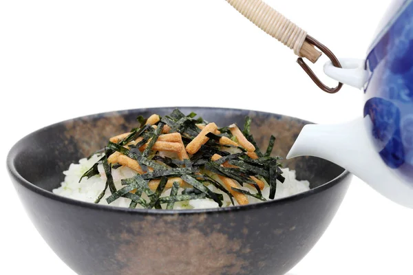 Japanese Food Rice Chazuke Nori Snack White Background — Stock Photo, Image
