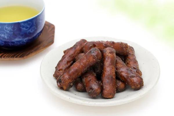 Aperitivos Tradicionales Japoneses Karinto Galletas Masa Frita —  Fotos de Stock