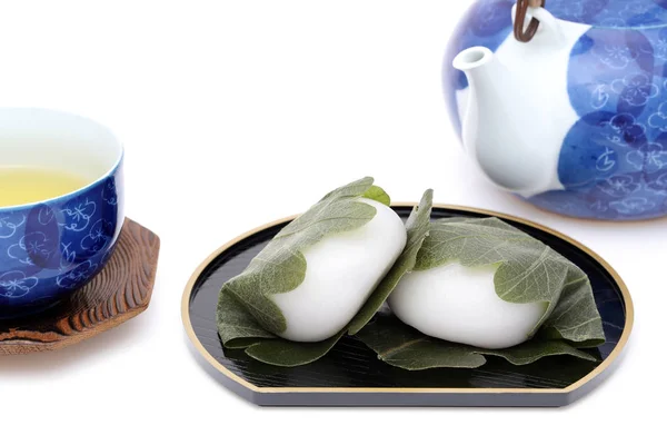 Japán Cukrászda Kashiwa Mochi Hagyományos Édes Arculatért — Stock Fotó