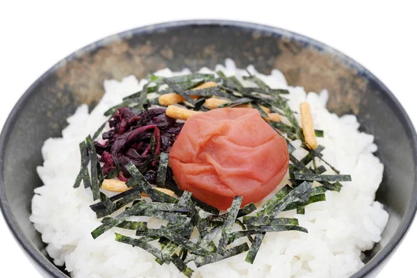 Japanisches Essen Reis Chazuke Oder Ochazuke Mit Umeboshi Und Shiso — Stockfoto