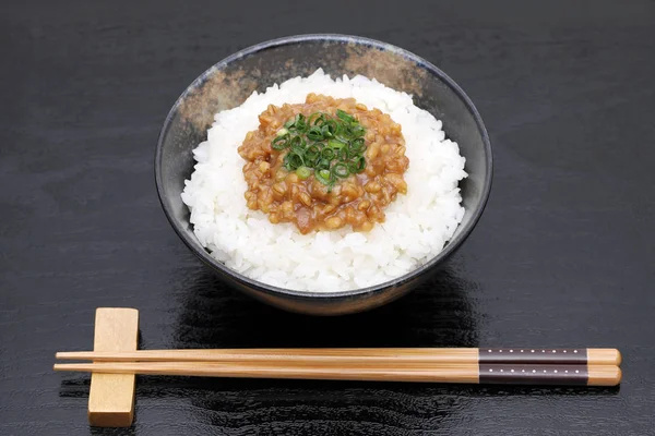 Cibo Giapponese Riso Bianco Cotto Con Moromi Miso — Foto Stock