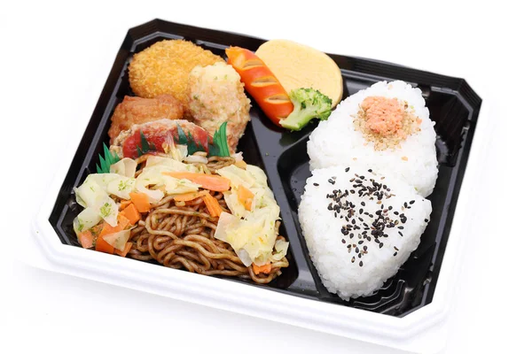 Japanese Bento Lunch Pack Isolated White Background — Stock Photo, Image