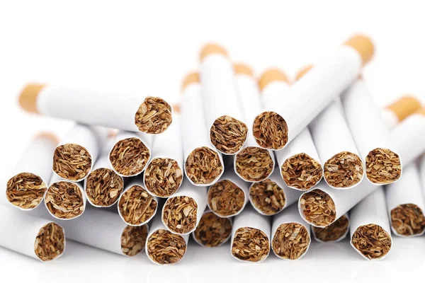 Heap Cigarettes White Background — Stock Photo, Image