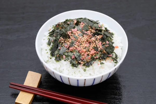 Nourriture Japonaise Riz Cuit Avec Furikake Shake Nori — Photo