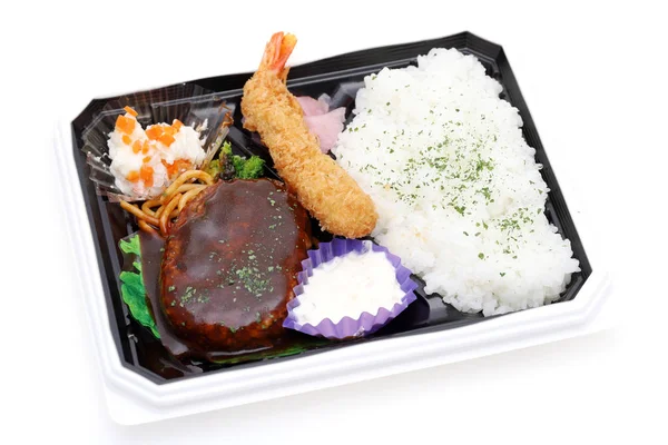 Japanese Bento Lunch Pack Isolated White Background — Stock Photo, Image